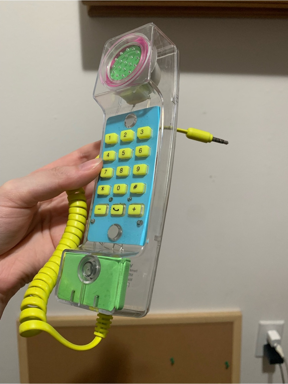 Retro Target Bullseye Playground Wired Clear Phone Handset Spiraled Cord 90s